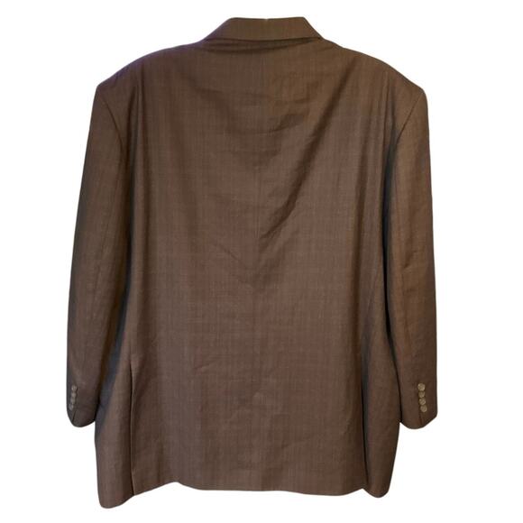 Vinci Brown Suit Jacket Blazer Checked Italian Single Breasted Neutral Size 52R - Picture 3 of 9